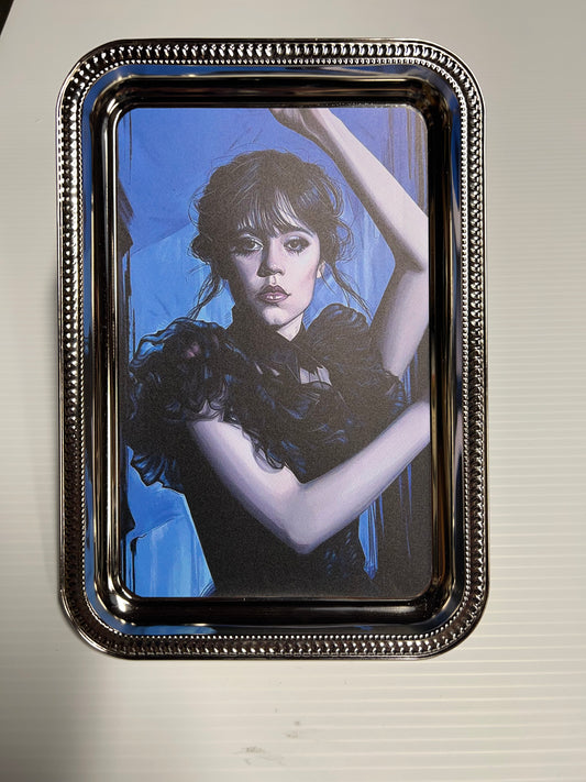 Metal Rolling Tray by RODELA (Wednesday Adams by Jenna Ortega)Version #1 - Medium 7.5" x 11"