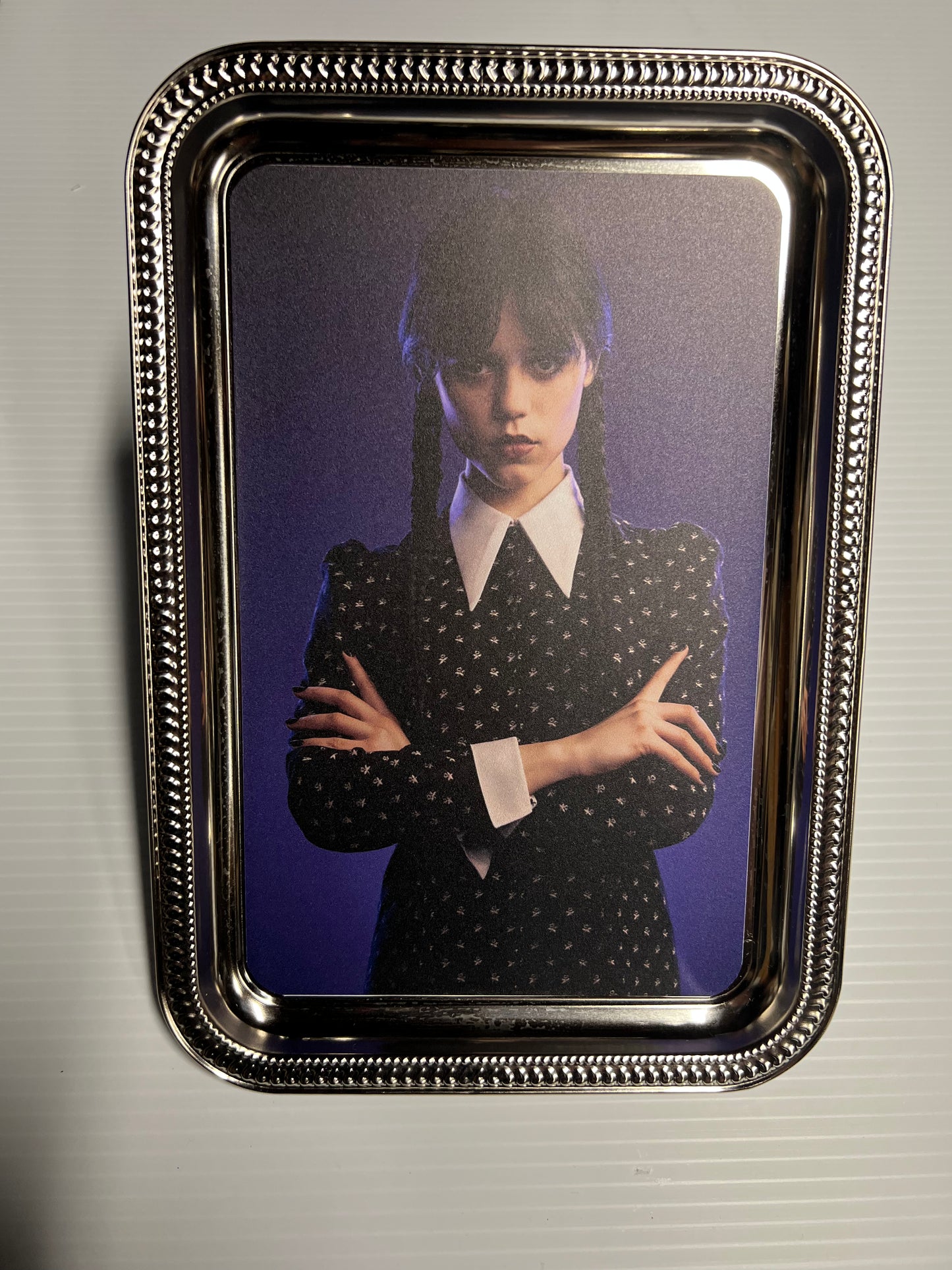 Metal Rolling Tray by RODELA (Wednesday Adams by Jenna Ortega)Version #2 - Medium 7.5" x 11"